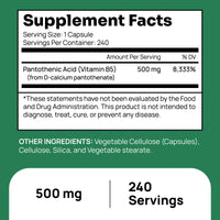 Pantothenic Acid (Vitamin B5) 500 mg
